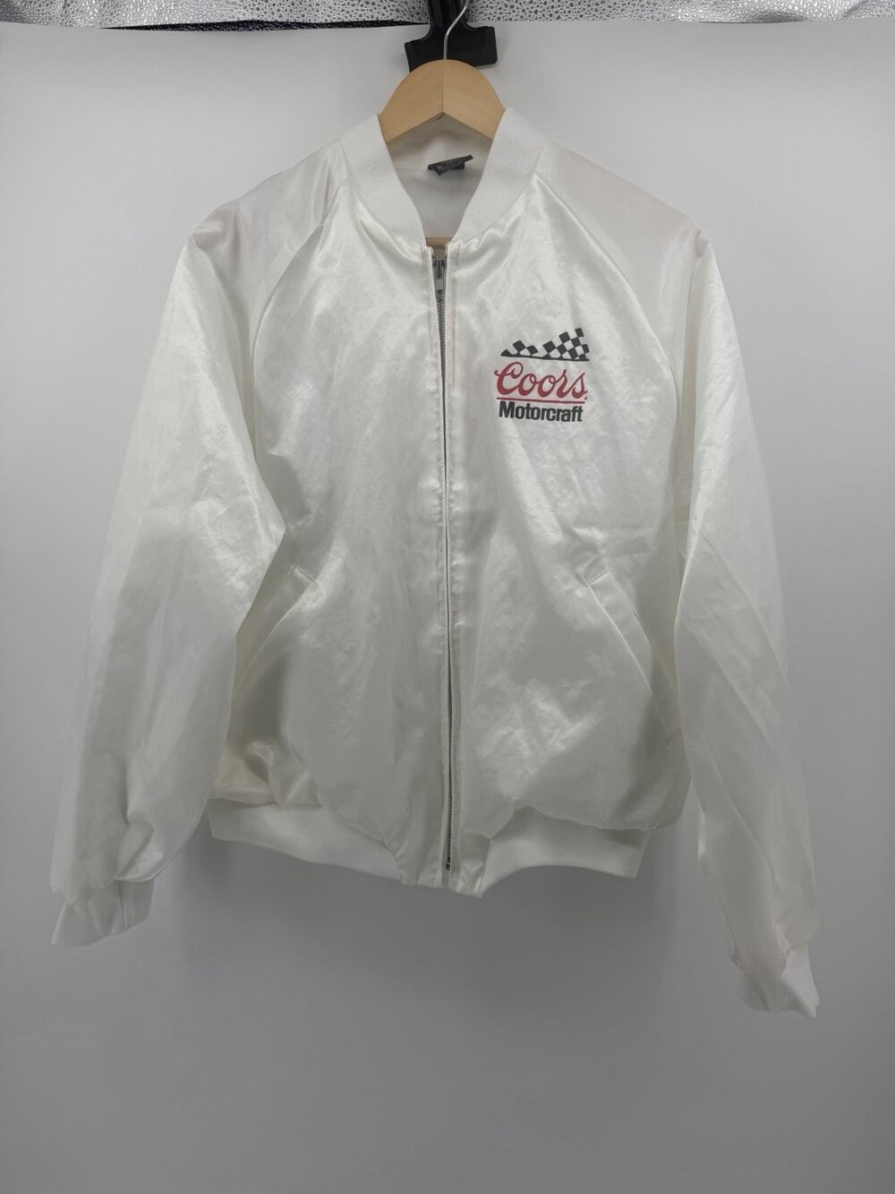 Vintage Aristo Jac Bill Elliott Coors Motorcraft NASCAR Racing Satin Jacket SZ L